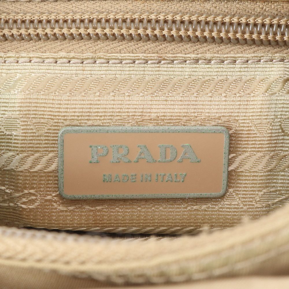 Prada Tessuto Nylon Triangle Logo Leather Shoulder Bag Crossbody Messenger — view 9