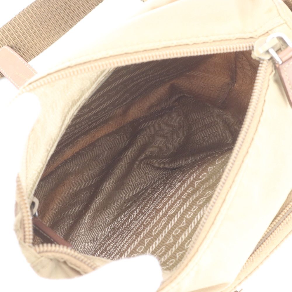 Prada Tessuto Nylon Triangle Logo Leather Shoulder Bag Crossbody Messenger — view 7