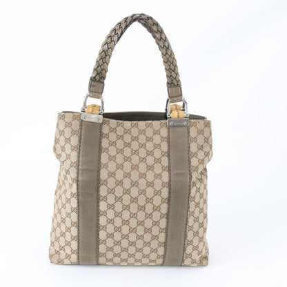 Gucci GG Canvas Bamboo Leather Tote Shoulder Hand — view 3