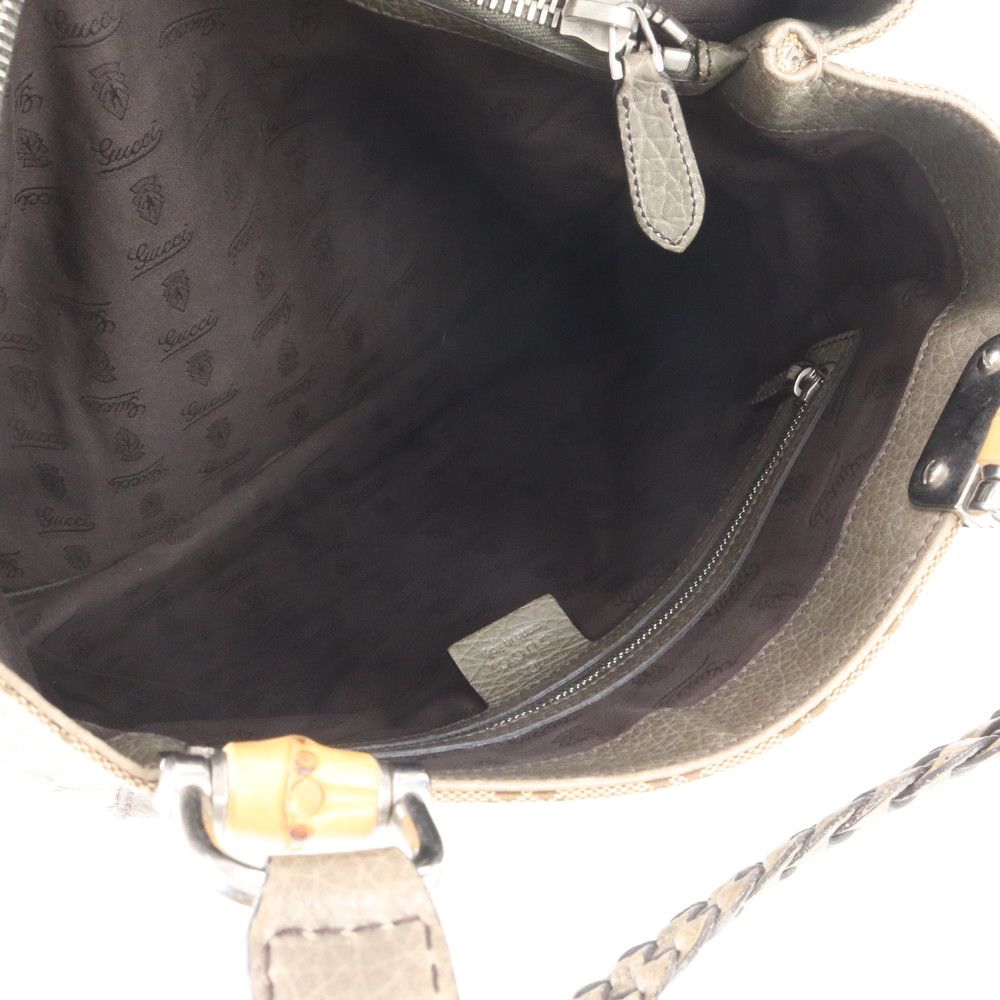 Gucci GG Canvas Bamboo Leather Tote Shoulder Hand — view 8