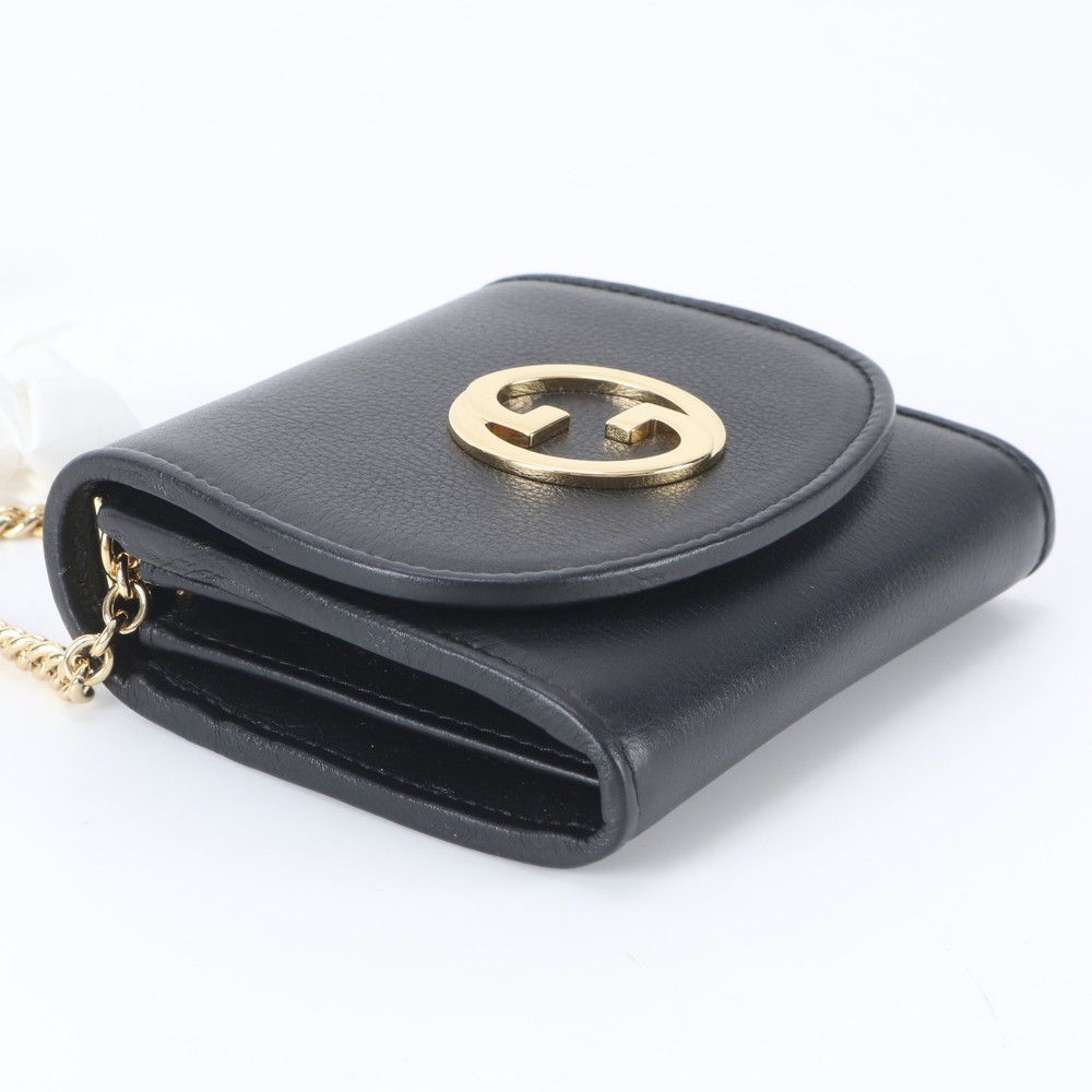 Gucci Chain Shoulder Wallet Blanc Di Leather Bifold Crossbody — view 6