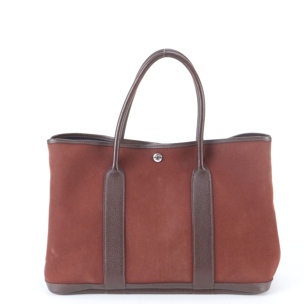 Hermes Garden Party PM Toile Officier Leather Tote Shoulder — view 3