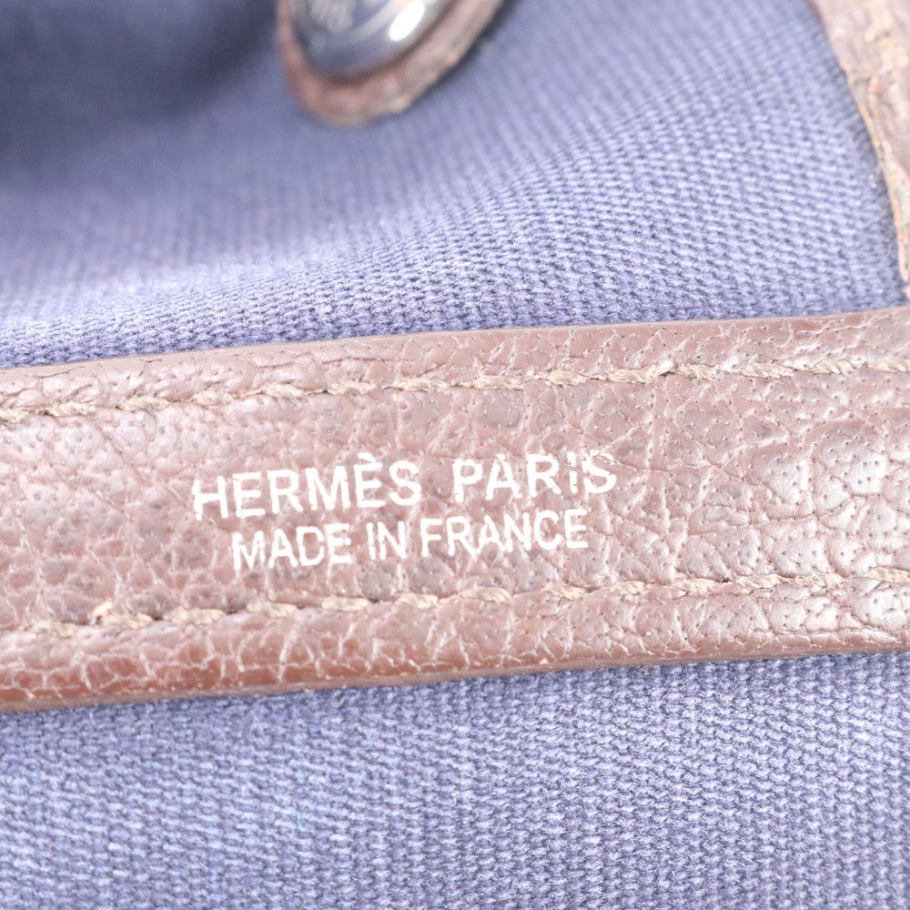 Hermes Garden Party PM Toile Officier Leather Tote Shoulder — view 9