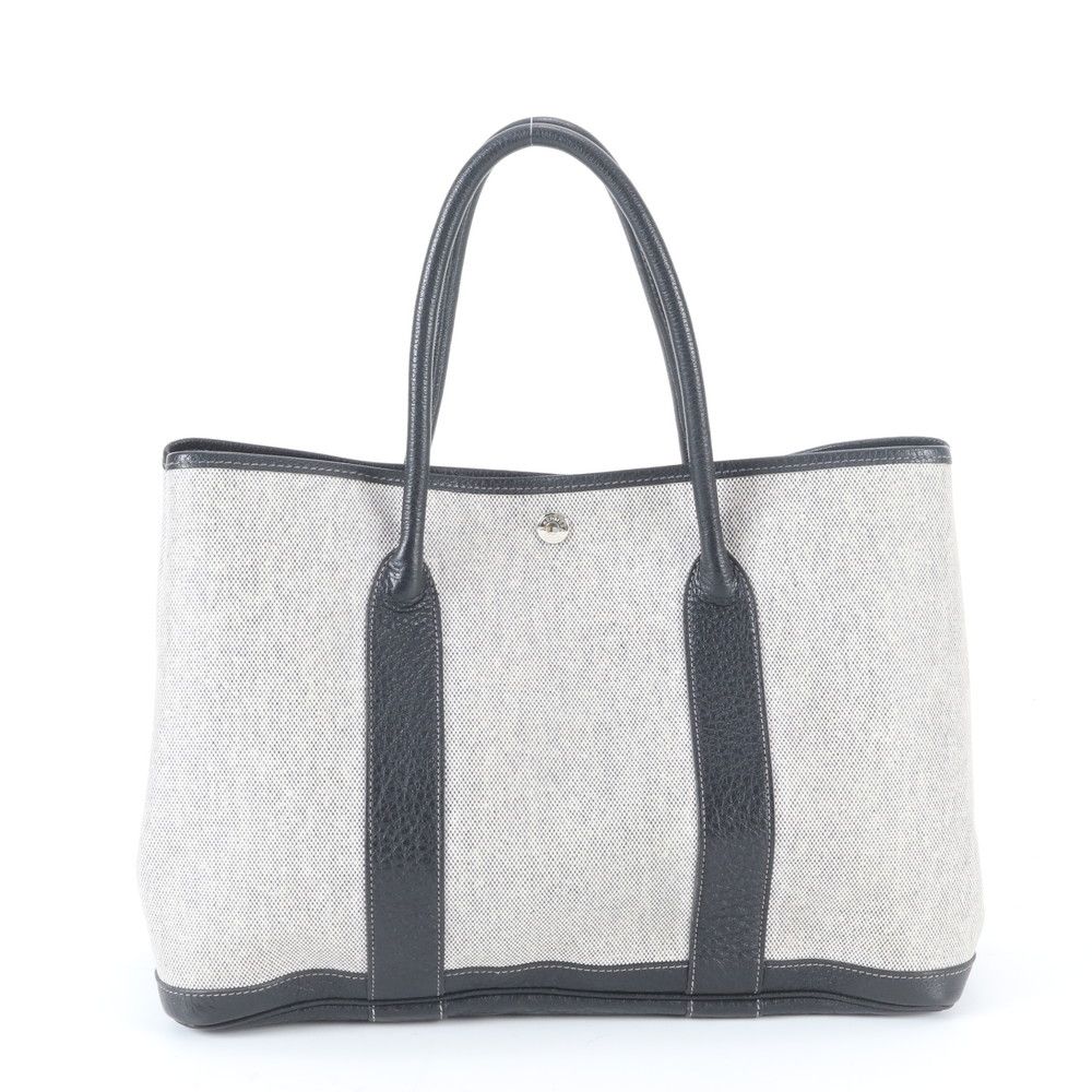 Hermes Garden Party PM Toile Ash Leather Tote Shoulder — view 3