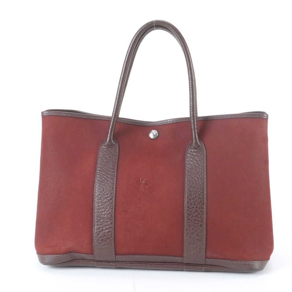 Hermes Garden Party PM Toile Officier Leather Tote Shoulder — view 3