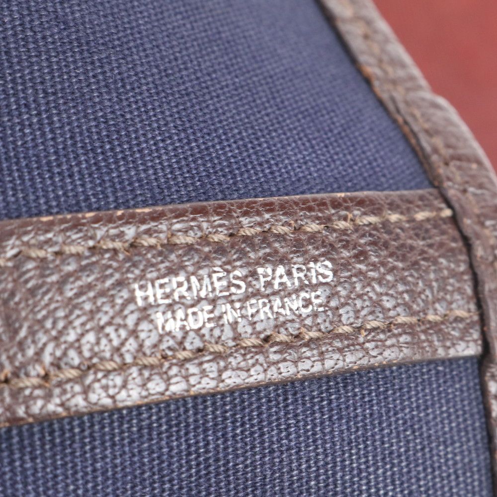 Hermes Garden Party PM Toile Officier Leather Tote Shoulder — view 8