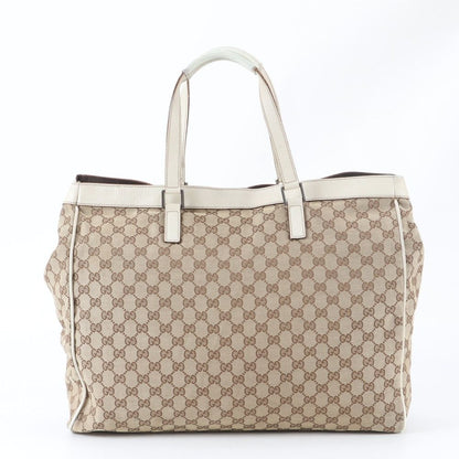 Gucci GG Canvas Leather Tote Shoulder Business Document Beige — view 3