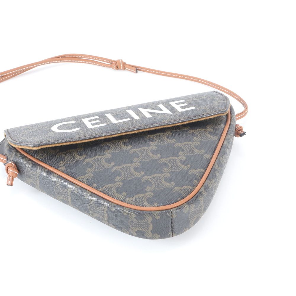 Celine Triomphe Canvas Triangle Leather Shoulder Bag Crossbody Tote — view 4
