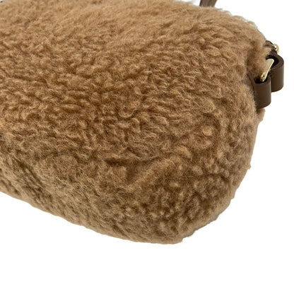 Max Mara Shoulder Bag Teddy Bear Brown Silk Leather — view 6