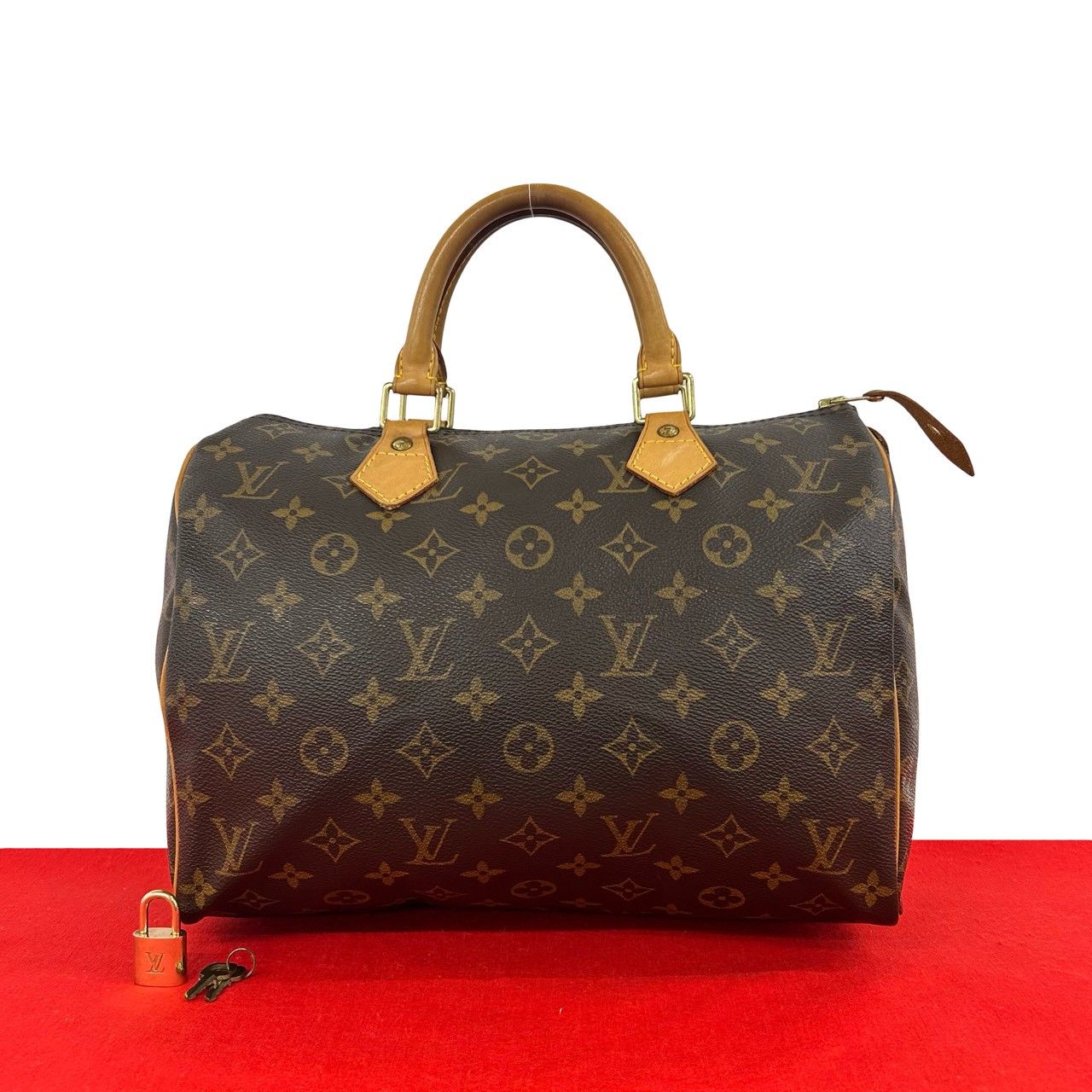 Louis Vuitton Vintage Speedy 30 Monogram Leather Boston Bag Brown