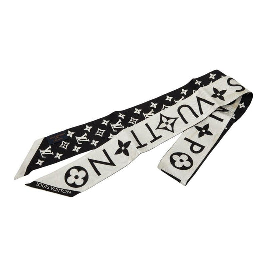 Louis Vuitton Monogram Infinity Bandeau BB Scarf White Black Silk