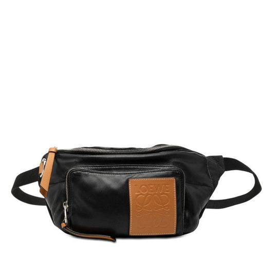 Loewe Anagram Puffy Bum Bag Black Brown Leather