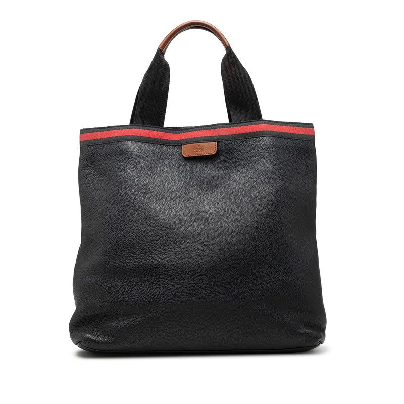 Gucci Tote Navy Brown Leather Canvas