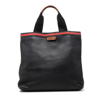 Gucci Tote Navy Brown Leather Canvas