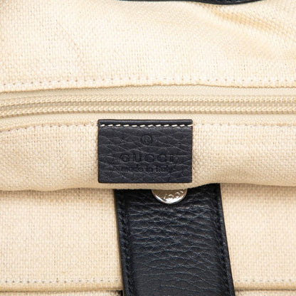 Gucci Tote Navy Brown Leather Canvas — view 5