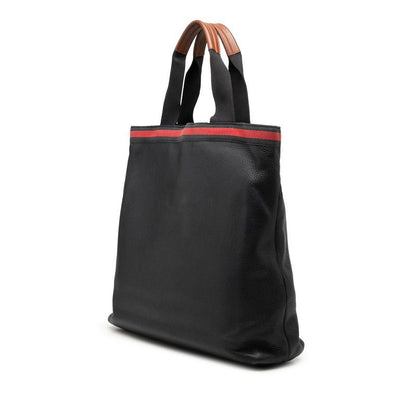 Gucci Tote Navy Brown Leather Canvas — view 2