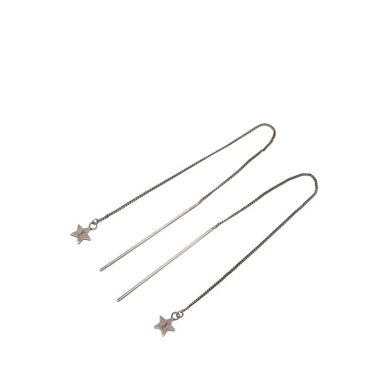 Saint Laurent Star Motif Earrings Silver Metal