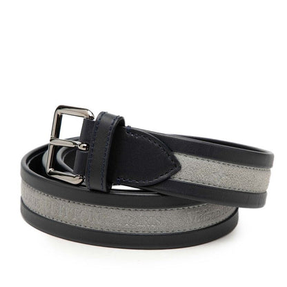 Louis Vuitton 100 40 Navy Gray Leather Suede 1- Belt — view 2