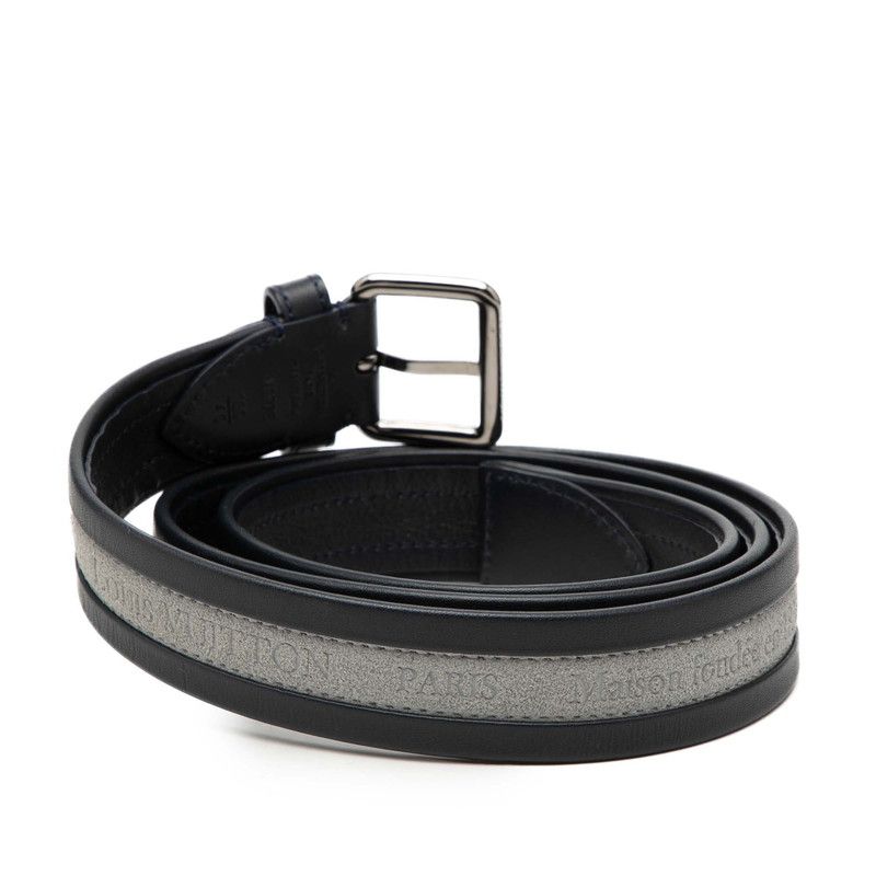 Louis Vuitton 100 40 Navy Gray Leather Suede 1- Belt — view 3