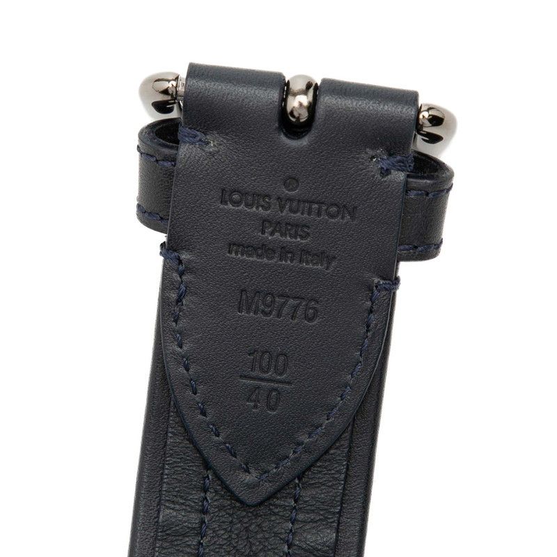 Louis Vuitton 100 40 Navy Gray Leather Suede 1- Belt — view 6