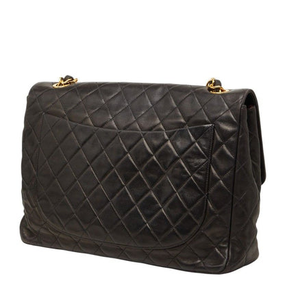 Chanel CC Logo Quilted Chain Shoulder Bag Black Lambskin — view 2