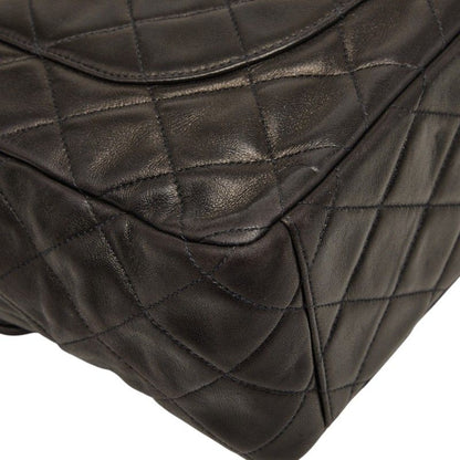 Chanel CC Logo Quilted Chain Shoulder Bag Black Lambskin — view 7