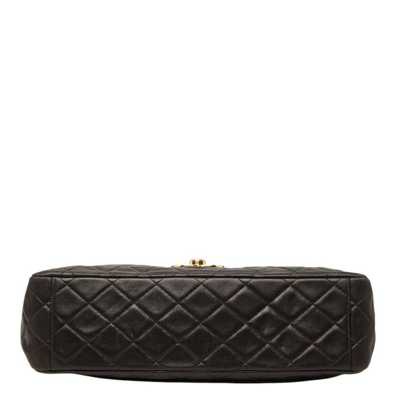 Chanel CC Logo Quilted Chain Shoulder Bag Black Lambskin — view 3
