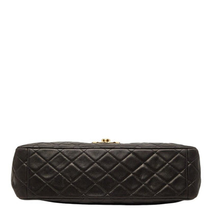 Chanel CC Logo Quilted Chain Shoulder Bag Black Lambskin — view 3