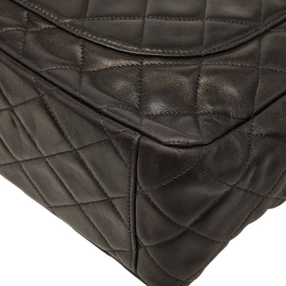 Chanel CC Logo Quilted Chain Shoulder Bag Black Lambskin — view 6