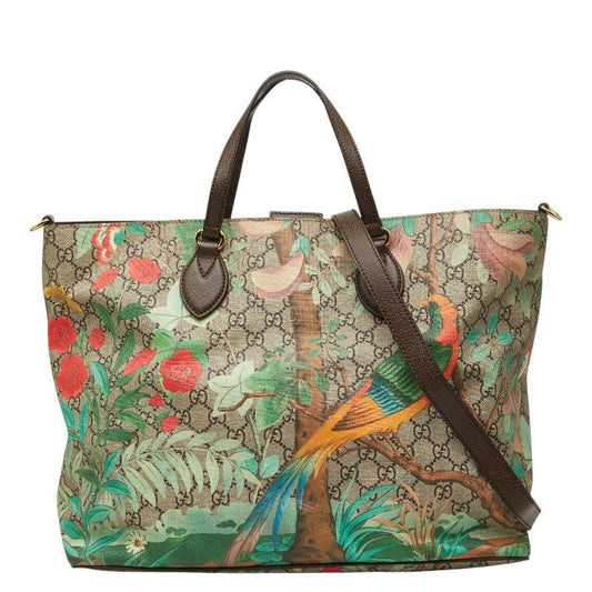 Gucci GG Supreme Tian Tote Shoulder Bag 2-Way Multicolor Leather