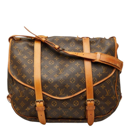 Louis Vuitton Monogram Saumur 43 Crossbody Shoulder Bag Brown Leather