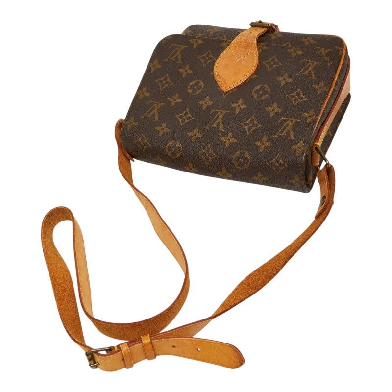 Louis Vuitton Monogram Cartouchiere MM Crossbody Shoulder Bag Brown Leather — view 9