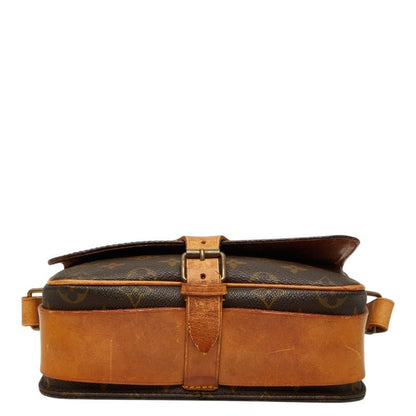 Louis Vuitton Monogram Cartouchiere MM Crossbody Shoulder Bag Brown Leather — view 3