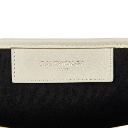 Balenciaga Perforated Logo Navy Cabas S Tote White Leather Canvas — view 9