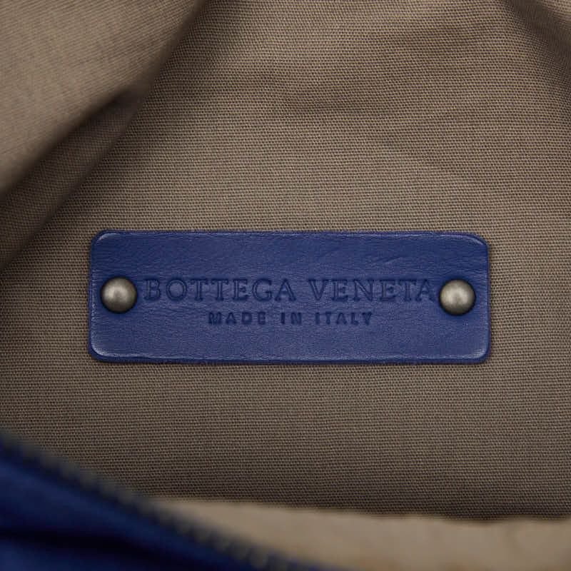Bottega Veneta Intrecciato Shoulder Bag Blue Canvas Leather — view 9