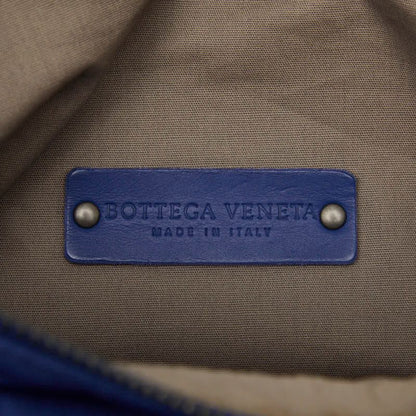 Bottega Veneta Intrecciato Shoulder Bag Blue Canvas Leather — view 9