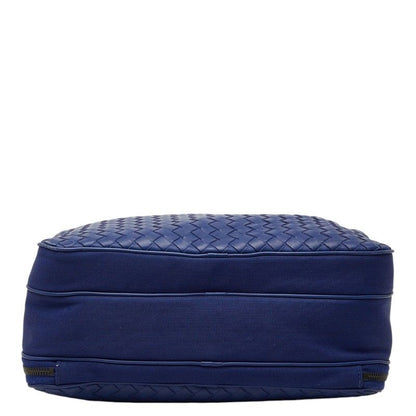 Bottega Veneta Intrecciato Shoulder Bag Blue Canvas Leather — view 3