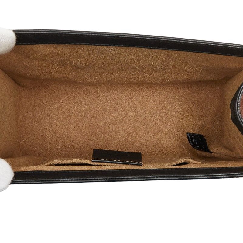 Gucci GG Supreme Chain Shoulder Bag Beige Black Leather — view 9