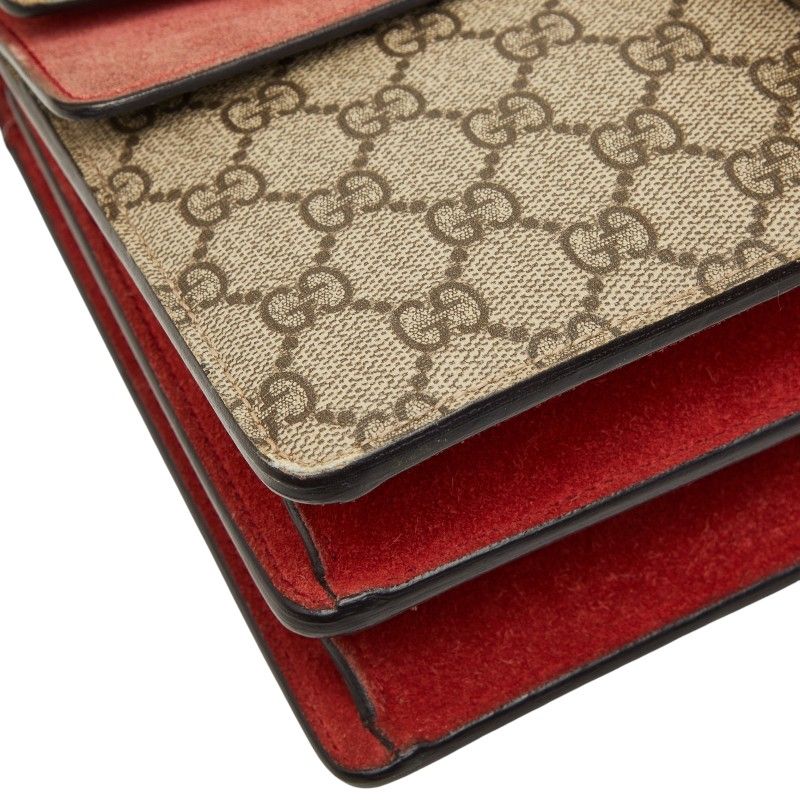 Gucci GG Supreme Dionysus Chain Shoulder Bag Beige Red Suede — view 5