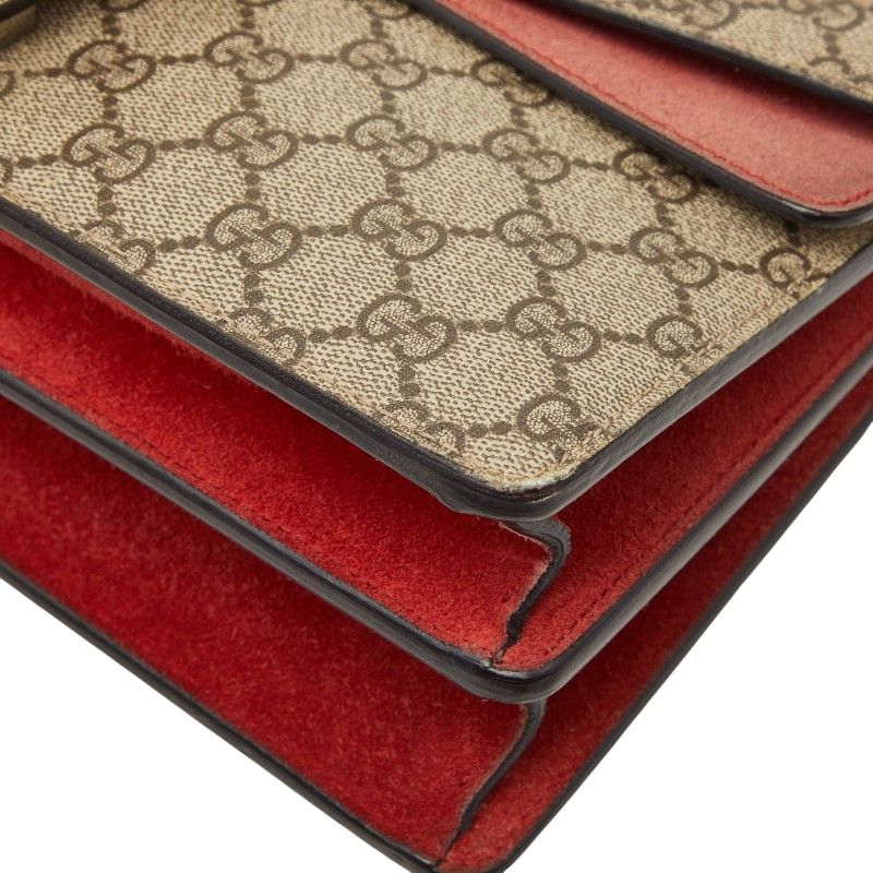 Gucci GG Supreme Dionysus Chain Shoulder Bag Beige Red Suede — view 4