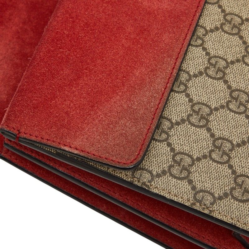 Gucci GG Supreme Dionysus Chain Shoulder Bag Beige Red Suede — view 8