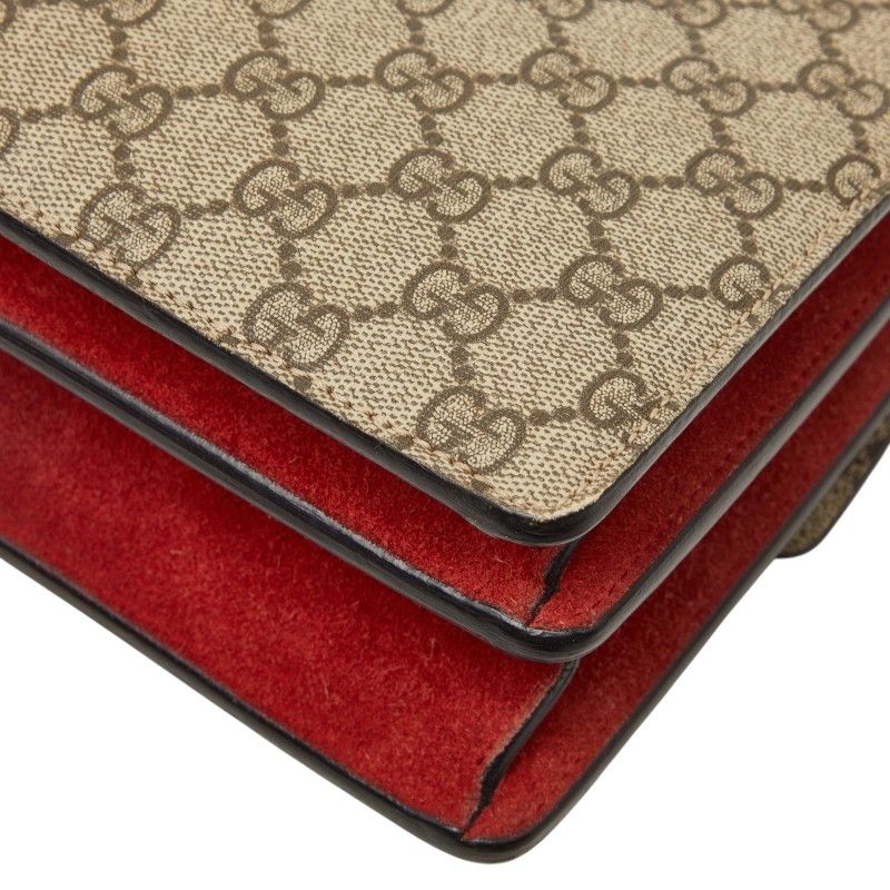 Gucci GG Supreme Dionysus Chain Shoulder Bag Beige Red Suede — view 6