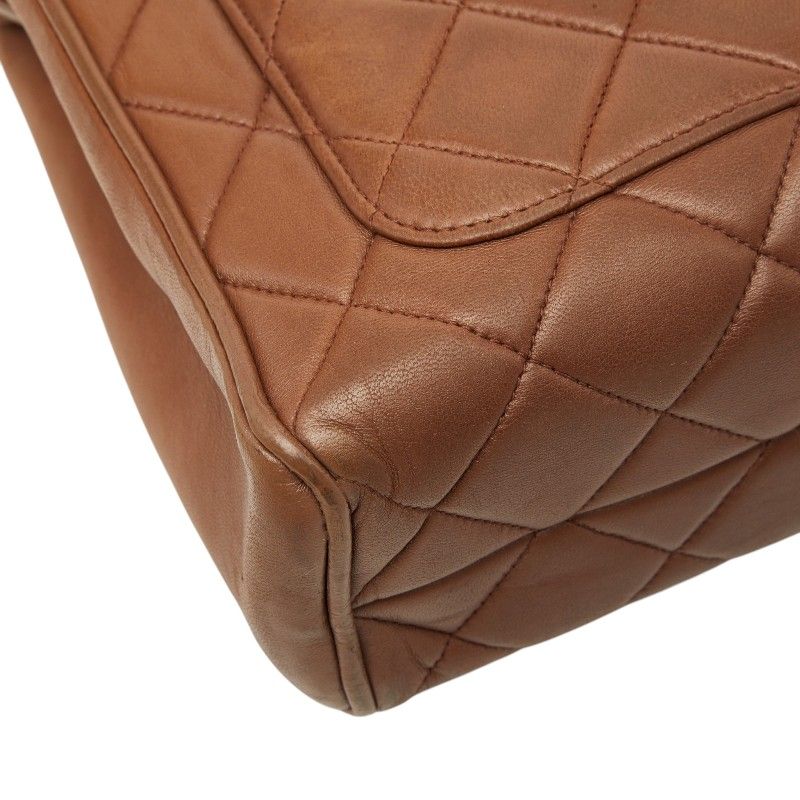 Chanel CC Logo Quilted Handbag Brown Lambskin — view 7