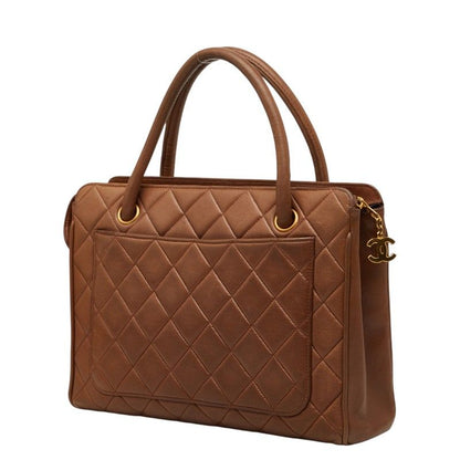 Chanel CC Logo Quilted Handbag Brown Lambskin — view 2