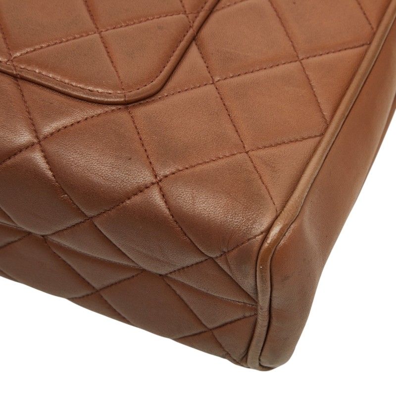 Chanel CC Logo Quilted Handbag Brown Lambskin — view 5