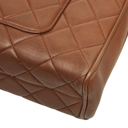 Chanel CC Logo Quilted Handbag Brown Lambskin — view 5