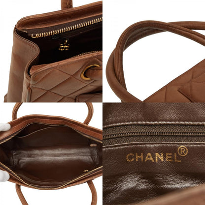 Chanel CC Logo Quilted Handbag Brown Lambskin — view 9