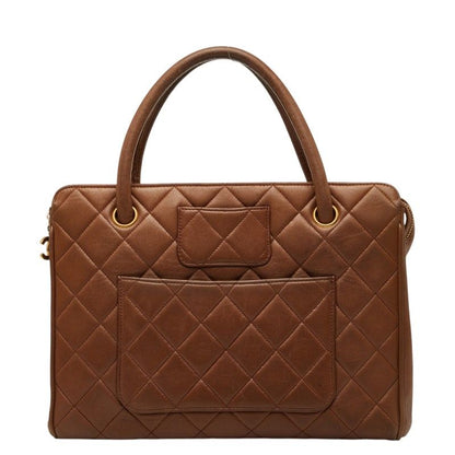 Chanel CC Logo Quilted Handbag Brown Lambskin