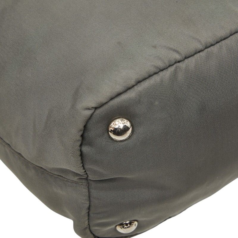 Prada 2-Way Shoulder Bag Gray Nylon Saffiano Leather — view 7