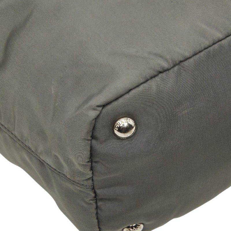 Prada 2-Way Shoulder Bag Gray Nylon Saffiano Leather — view 5